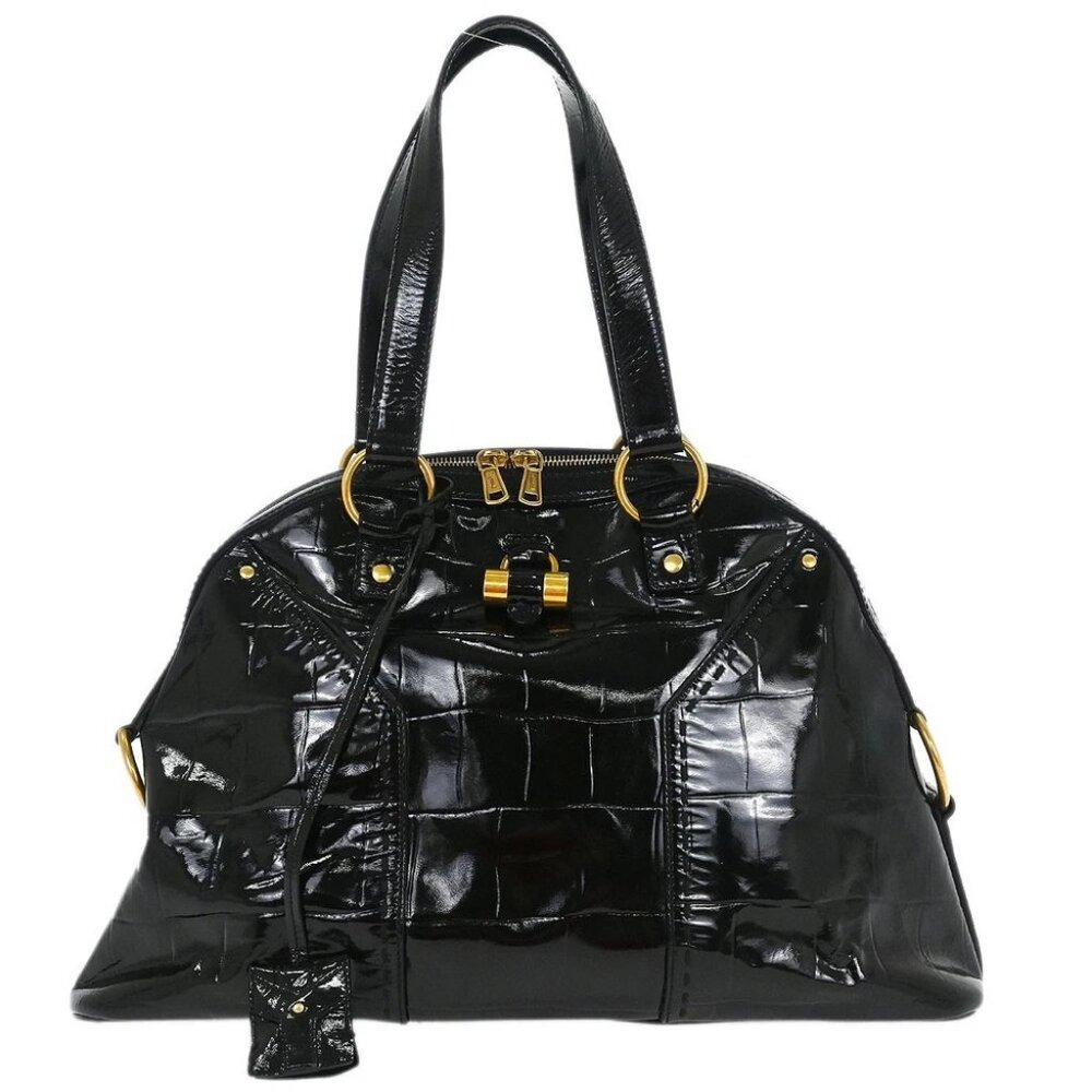 Yves Saint Laurent Black Leather Rive Gauche Muse… - image 1